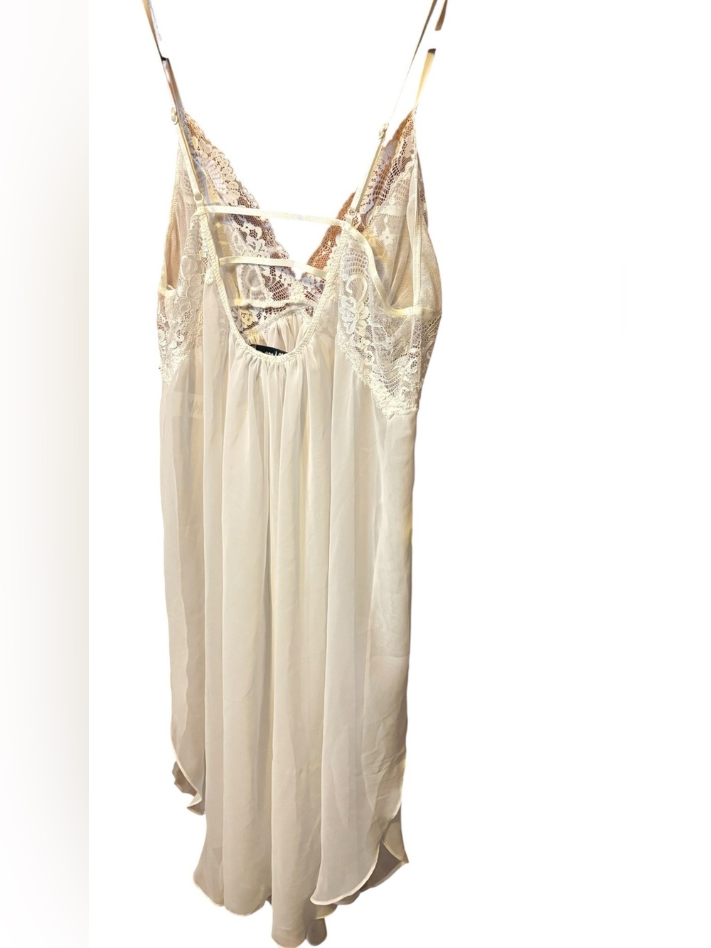 In Bloom by Jonquil White Lace Chiffon Nightgown Size Medium Bridal Romantic - Picture 8 of 10
